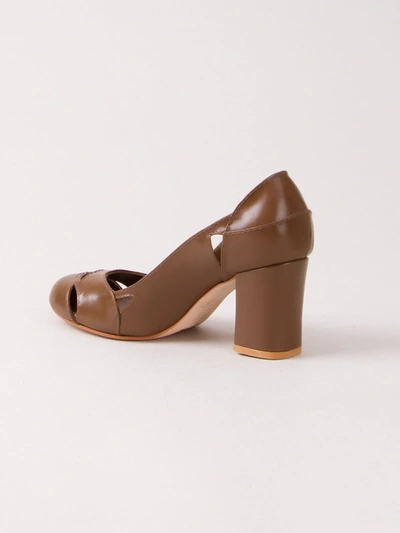 Shop Sarah Chofakian Chunky Heel Pumps In Brown