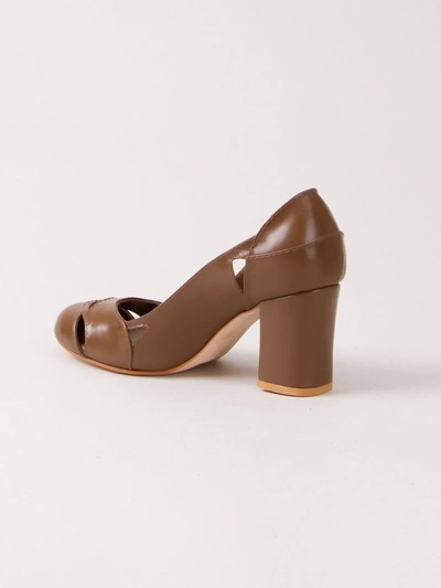 Sarah Chofakian Chunky Heel Pumps In Brown