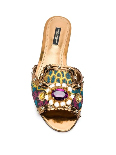 Shop Dolce & Gabbana Embellished Flat Sandals In 8l122 Multicolor/fuxia