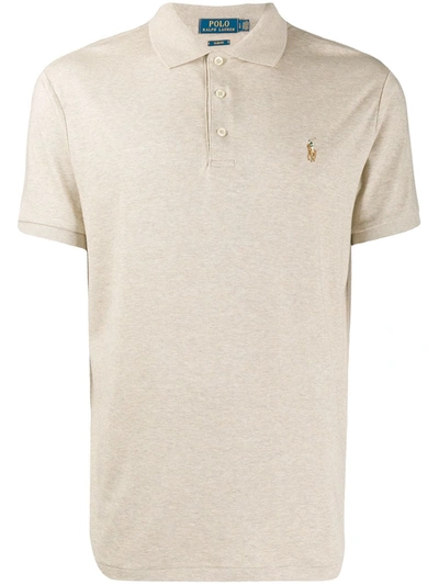 Shop Polo Ralph Lauren Embroidered Logo Polo Shirt In Neutrals