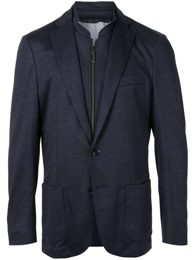 Shop Corneliani Removable Waistcoat Blazer In Blue