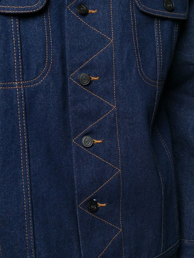 Shop Natasha Zinko Check Plaid Denim Jacket In Blue