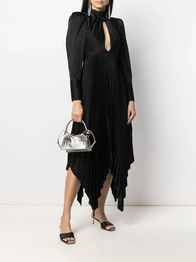 Shop Khaite Puff-sleeve Pleated Dress In Black
