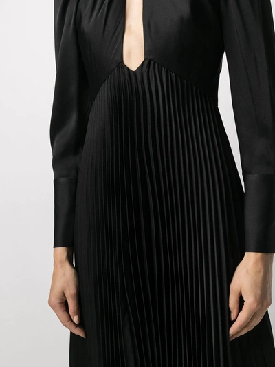 Shop Khaite Puff-sleeve Pleated Dress In Black