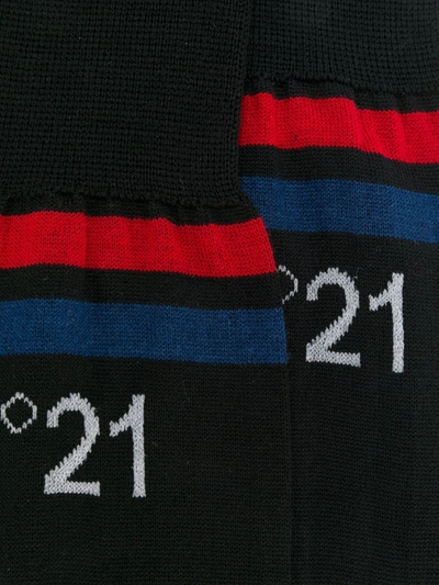 Shop N°21 Striped Logo Socks In 9000black