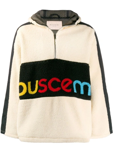 Shop Buscemi Logo Printed Shearling Sweatshirt In White