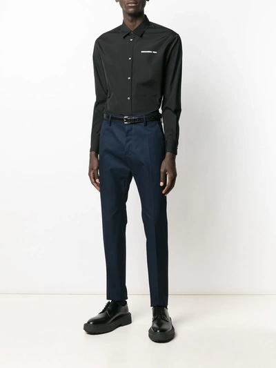 Shop Dsquared2 Embroidered Logo Tailored Trousers In Blue