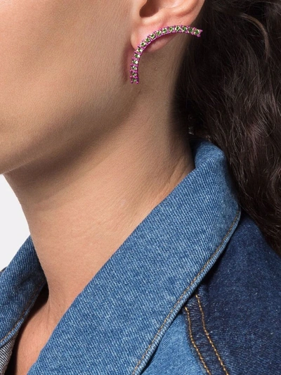 Shop Panconesi Crystal-embellished Half-circle Single Earring In Rosa