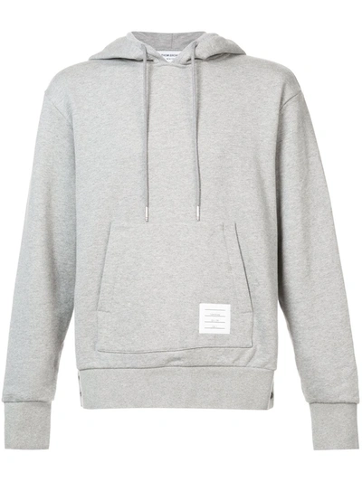 Shop Thom Browne Stripe-detail Cotton Jersey Hoodie In Grey