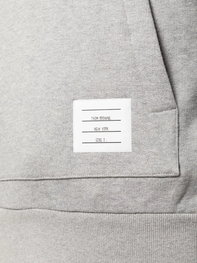 Shop Thom Browne Stripe-detail Cotton Jersey Hoodie In Grey