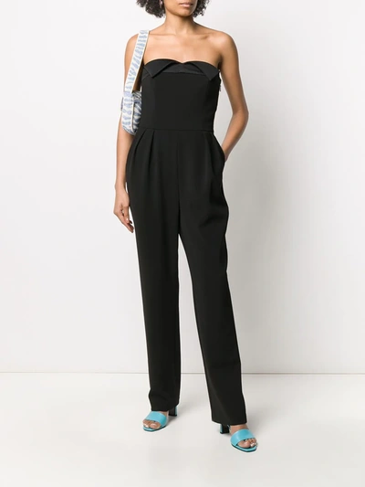 Shop Moschino Strapless Pleated Jumpsuit In Black