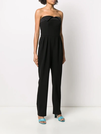 Shop Moschino Strapless Pleated Jumpsuit In Black