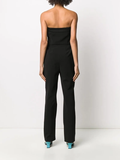 Shop Moschino Strapless Pleated Jumpsuit In Black