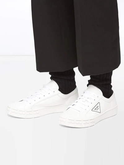 Prada Wheel Low-top Sneakers With Logo In White