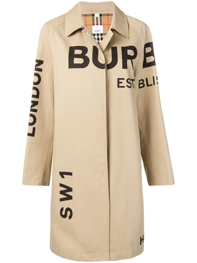 BURBERRY HORSEFERRY PRINT GABARDINE CAR COAT - 大地色