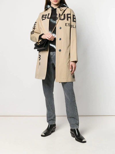 Shop Burberry Horseferry Logo Print Car Coat In Neutrals