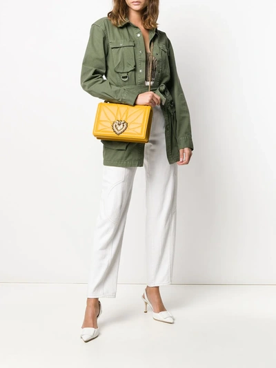 Shop Dolce & Gabbana Large Devotion Matelassé Nappa Leather Shoulder Bag In Yellow