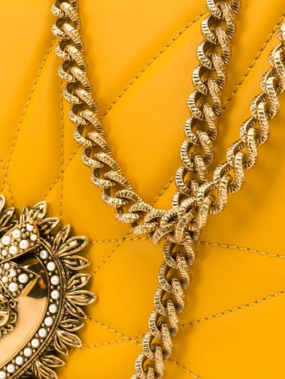 Shop Dolce & Gabbana Large Devotion Matelassé Nappa Leather Shoulder Bag In Yellow
