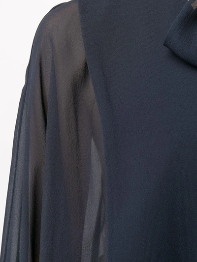 Valentino Pussybow Pouf Sleeve Blouse In Blue