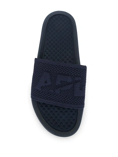 Shop Apl Athletic Propulsion Labs Logo Knit Strap Slides In Blue
