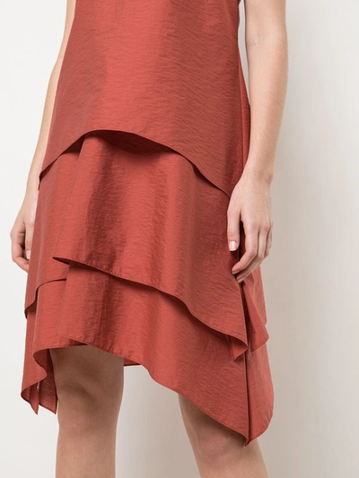 Shop Brunello Cucinelli Sleeveless Tiered Shift Dress In Red