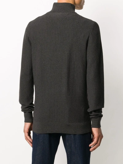 Shop Tommy Hilfiger Zipped Turtle-neck Sweatshirt In Grey