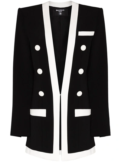 Shop Balmain Decorative-button Single-breasted Blazer In Black