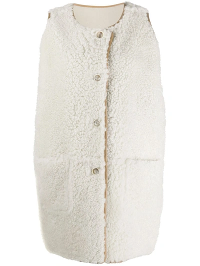 Shop Marni Sleeveless Lamb Fur Jacket In White