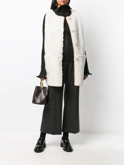 Shop Marni Sleeveless Lamb Fur Jacket In White
