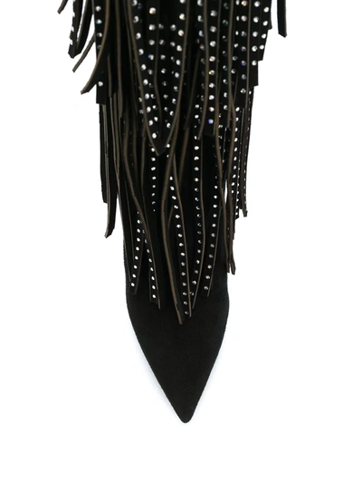 Shop Philipp Plein Embellished Fringed Boots In Black