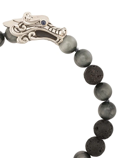 John Hardy Silver And Sapphire Legends Naga Mixed Bead Bracelet With Station In Black