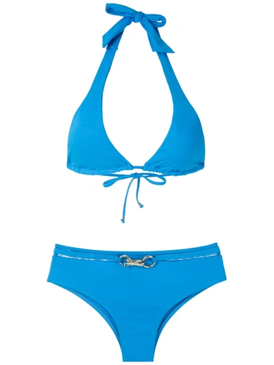 Shop Amir Slama Metallic Embellishment Bikini Set In Blue