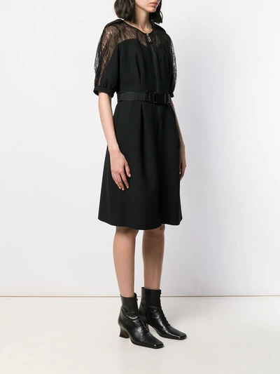 Shop Fendi Belted Short Sleeved Dress In Black