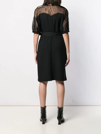 Shop Fendi Belted Short Sleeved Dress In Black
