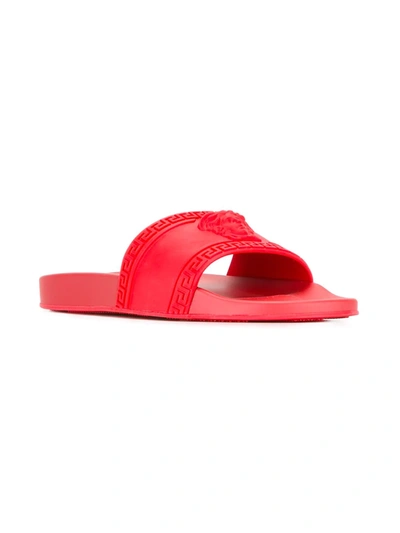 Shop Versace Medusa Slides In Red