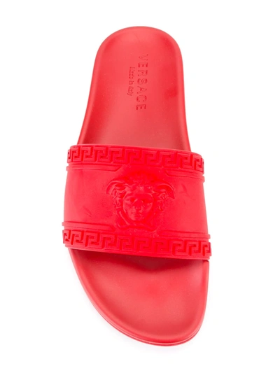 Shop Versace Medusa Slides In Red