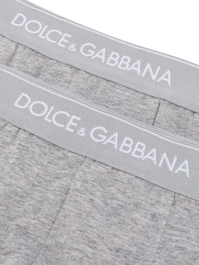 Shop Dolce & Gabbana Logo-waistband Boxer Briefs (pack Of Two) In Grey