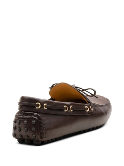 Shop Car Shoe Tie Detail Loafers In Brown