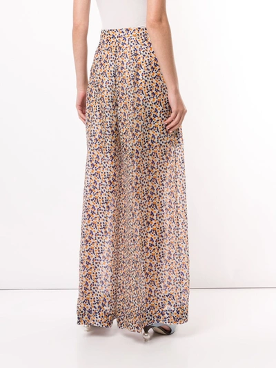 Shop Delpozo Printed Palazzo Trousers In Orange