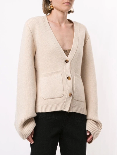 Shop Khaite Fine-knit Wool Cardigan In Neutrals