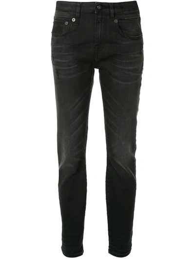 Shop R13 Mid-rise Tapered-leg Jeans In Black