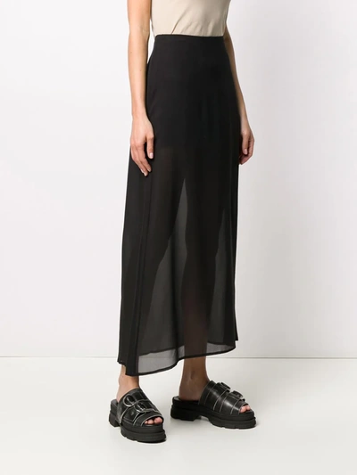 Pre-owned Jil Sander 1990s Semi-sheer Long Skirt In Black