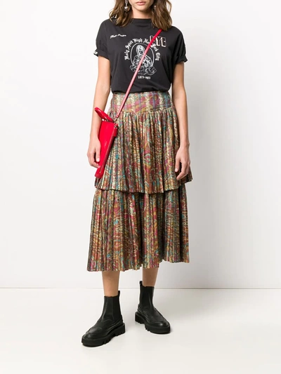 Pre-owned A.n.g.e.l.o. Vintage Cult 1990s Abstract Printed Pleated Skirt In Pink