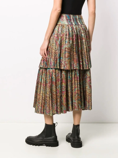 Pre-owned A.n.g.e.l.o. Vintage Cult 1990s Abstract Printed Pleated Skirt In Pink