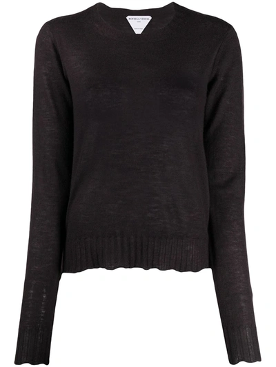 Shop Bottega Veneta Sheer Scalloped Jumper In Brown