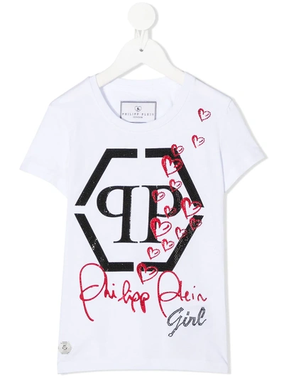 Shop Philipp Plein Junior Logo-print T-shirt In White