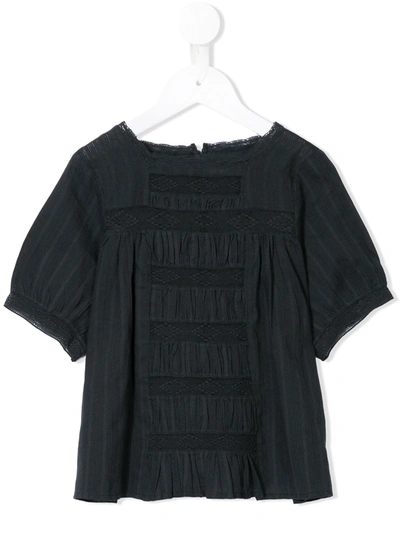 Bonpoint Lace Insert Cotton Blouse In Black