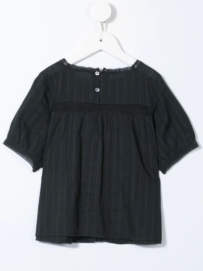 Bonpoint Lace Insert Cotton Blouse In Black