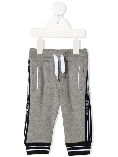 Shop Givenchy Logo Stripe Track Trousers In Grey