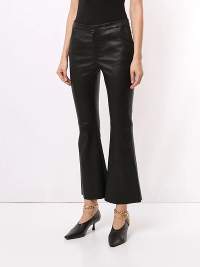 Shop Drome Bell-flare Leather Trousers In Black